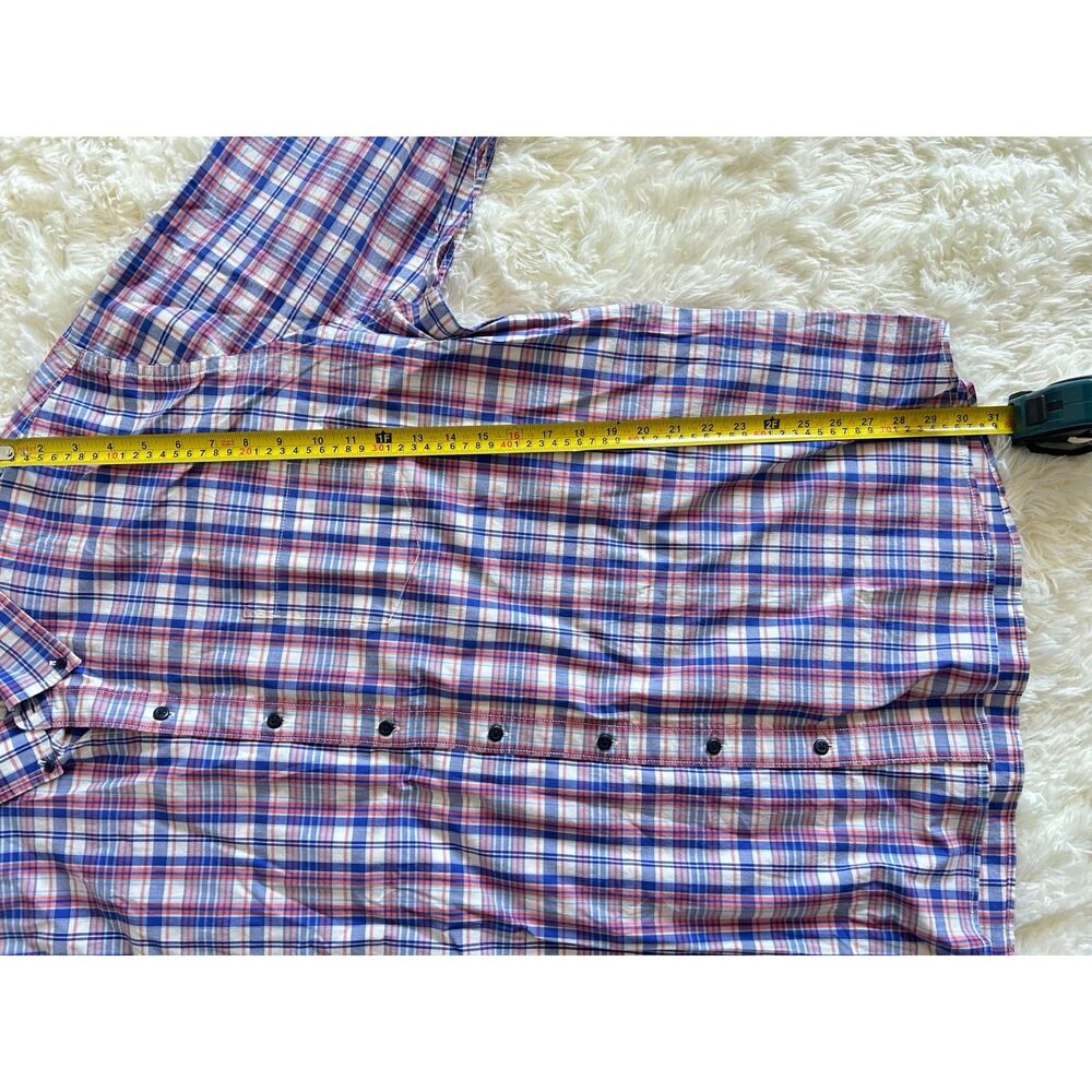 Hawker Rye Mens 3XL Relaxed Stretch Plaid Long Sleeve Button Down Shirt Red Blue - Picture 4 of 7